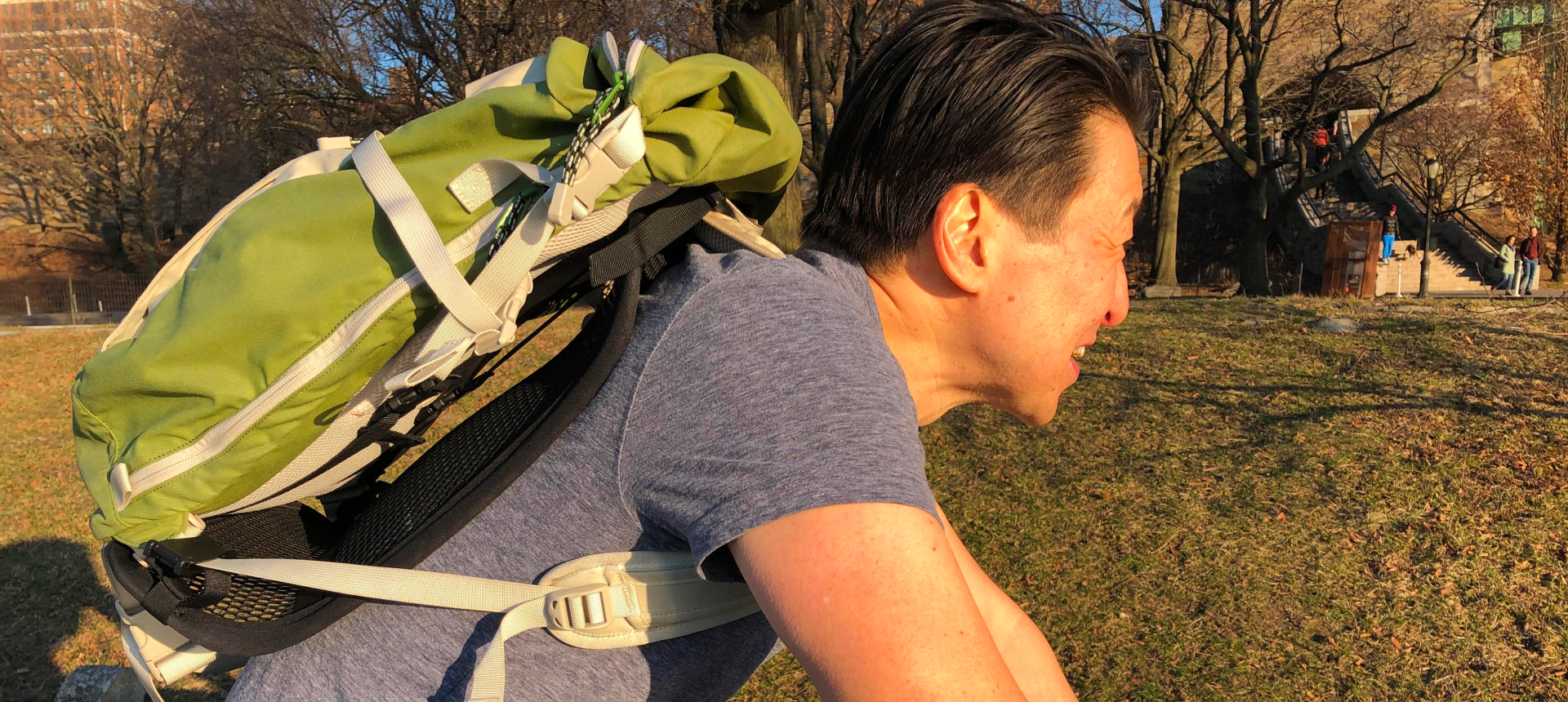 Image of Winston using his Ventapak backpack spacer mesh whilst riding a bike
