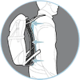 Image showing the posture benefits of using the Ventapak backpack spacer mesh